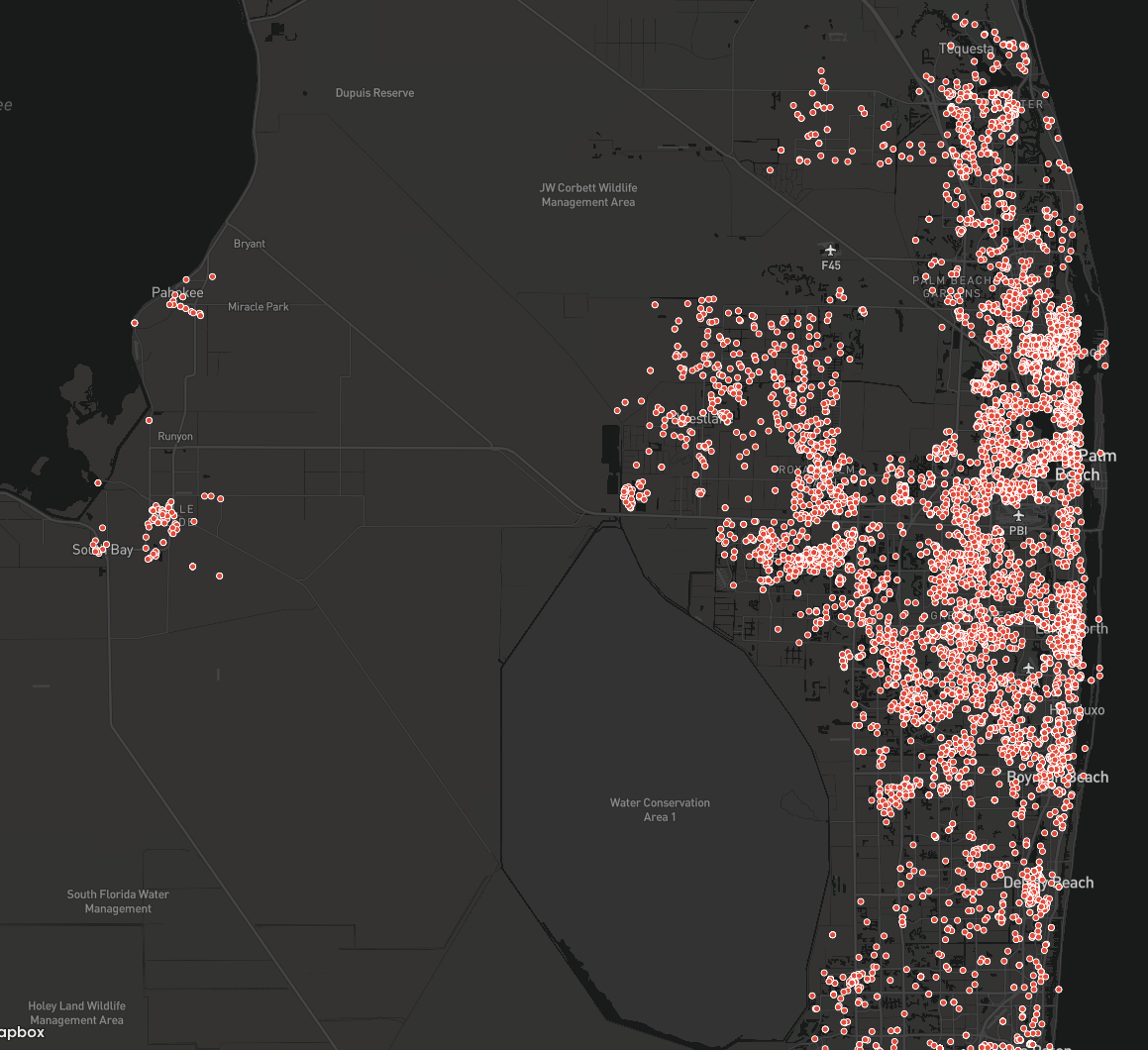 Palm Beach County Geo-Mapping — Center for Child Counseling Data Dashboard