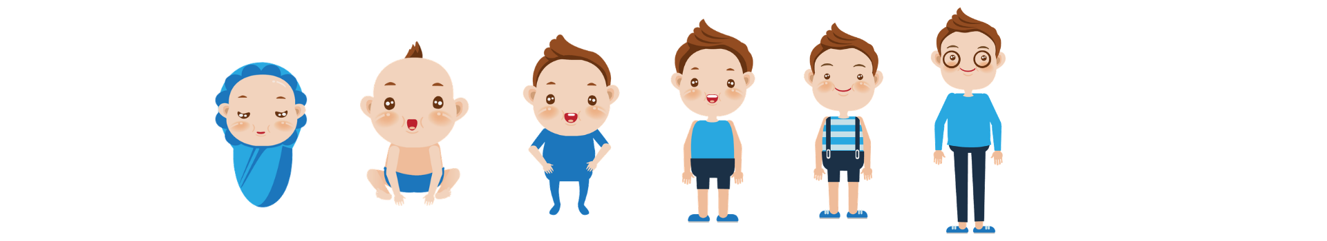 Elio at every stage — from newborn to school age